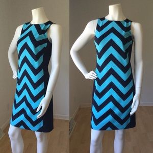 MK Navy & Aqua Chevron Dress